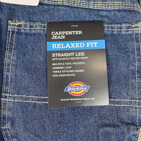 Dickies Men's Size 40X34 Relaxed Fit Straight Leg Carpenter Jeans Blue - Picture 13 of 16